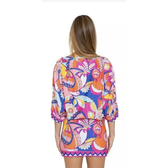 Trina Turk Sevilla Floral Swim Jersey Swimsuit Cover Up Tunic Dress size M - Picture 4 of 4